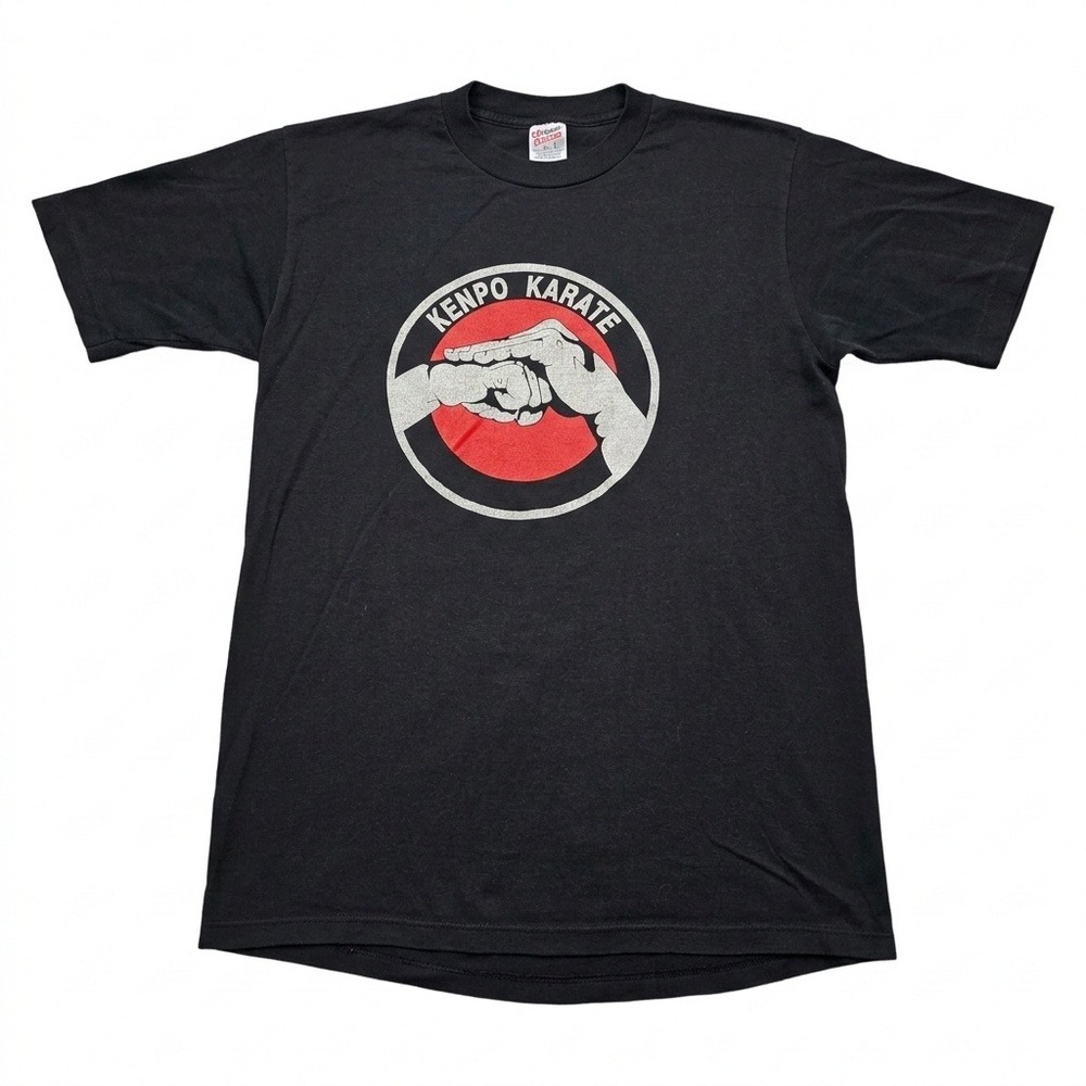 Vintage 90s Kenpo Karate T Shirt Mens Large Jerzees Made USA Single Stitch Black